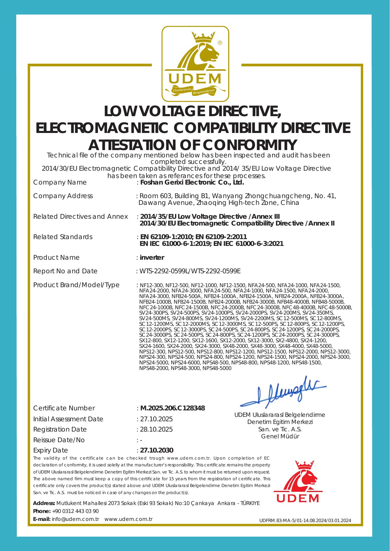 Gerixi CE conformity document