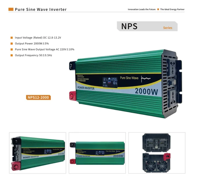 NPS12-2000 2000W Pure Sine Wave Inverter DC 12V to AC 220V - Gerixi solar charge controller