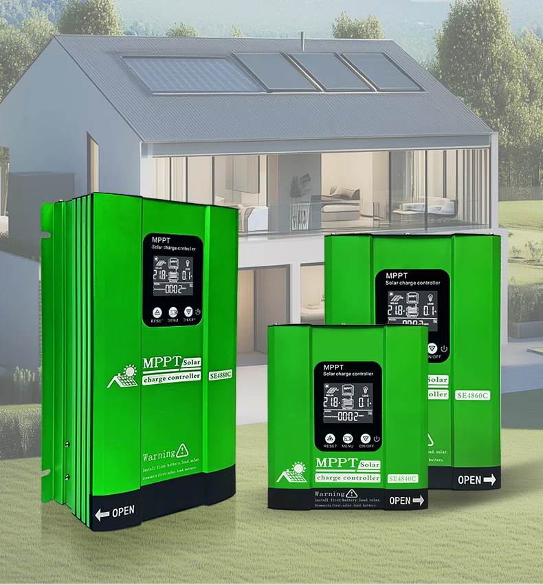 SE-C MPPT solar charge controller family in green enclosures