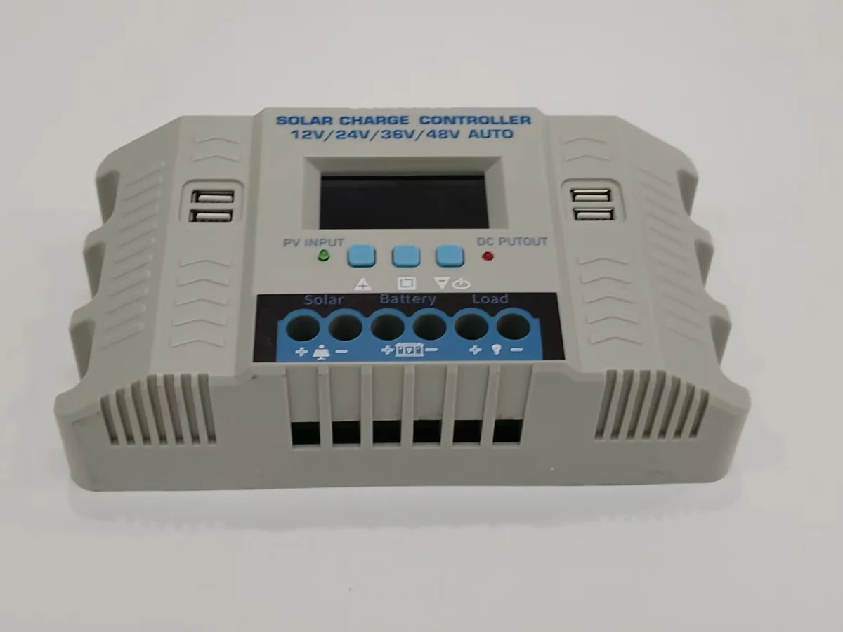 SS-B solar charge controller front and connection terminals