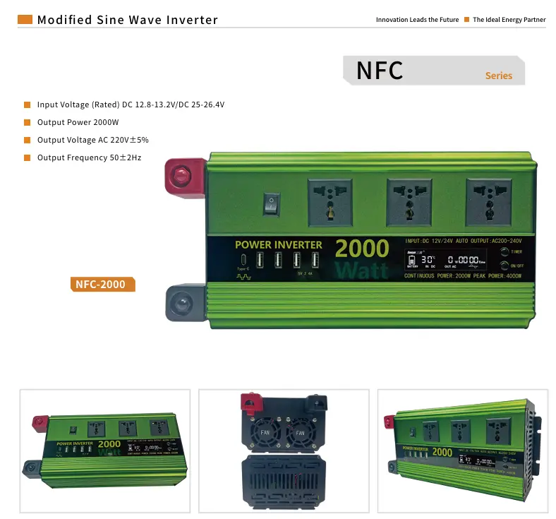 NFC-2000 modified sine wave inverter product overview and enclosure views