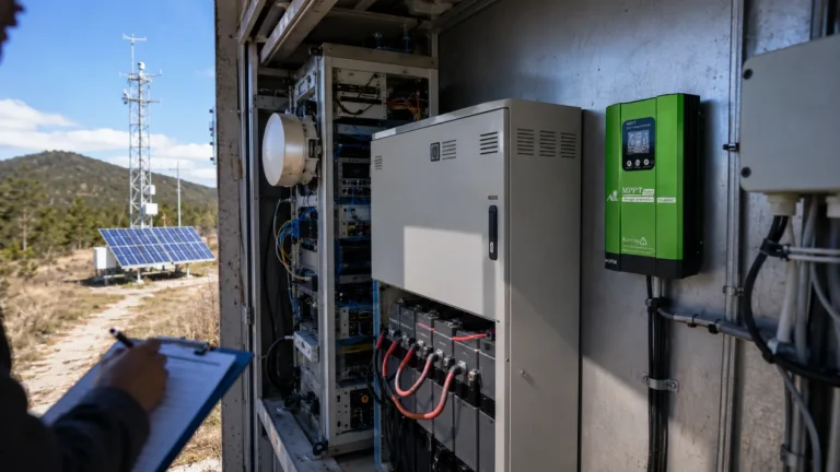 Remote telecom equipment powered by solar panels and an MPPT charge controller