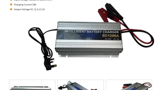 SC1250A 50A battery charger with aluminum enclosure AC cord and battery clamps